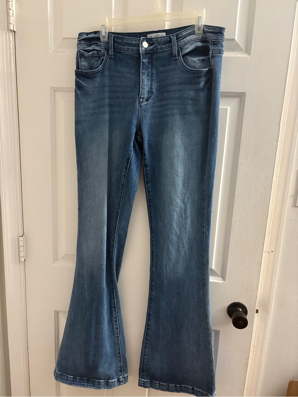 Buddy Love Medium Blue Flare Jeans with Subtle Fading